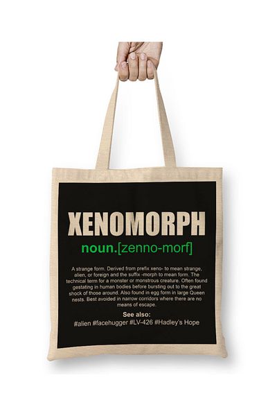 Baskı Dükkanı Xenomorph Dictionary Definition Εξωγήινη υφασμάτινη τσάντα με μακριά λαβή