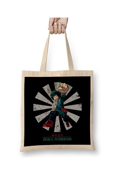 Baskı Dükkanı Izuku Midoriya My Hero Academia Ρετρό ιαπωνική υφασμάτινη τσάντα με μακριά λαβή