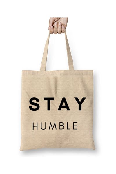Baskı Dükkanı STAY HUMBLE υφασμάτινη τσάντα με μακριά λαβή