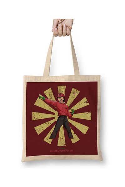 Baskı Dükkanı Geantă din pânză Genzo Wakabayashi Retro Japanase Captain Tsubasa cu mâner lung