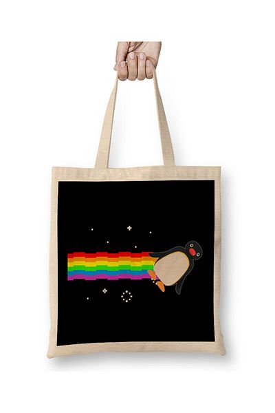 Baskı Dükkanı Υφασμάτινη τσάντα Pingu Nyan Cat με μακριά λαβή