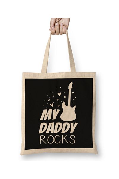 Baskı Dükkanı Υφασμάτινη τσάντα My Daddy Rocks με μακριά λαβή