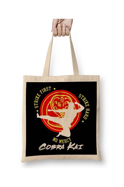 Baskı Dükkanı Cobra Kai Cobra Fight 02 υφασμάτινη τσάντα με μακριά λαβή