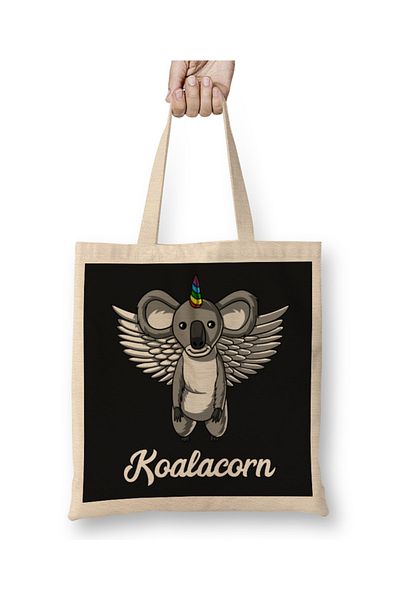Baskı Dükkanı Koala Bear Unicorn Koalacorn υφασμάτινη τσάντα με μακριά λαβή