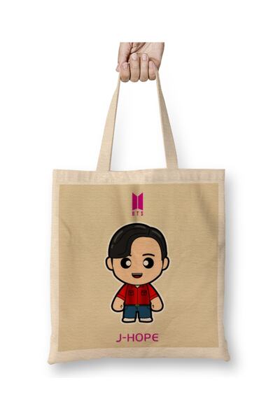 Baskı Dükkanı Geantă din pânză J Hope Bts Member Minime Style cu mâner lung