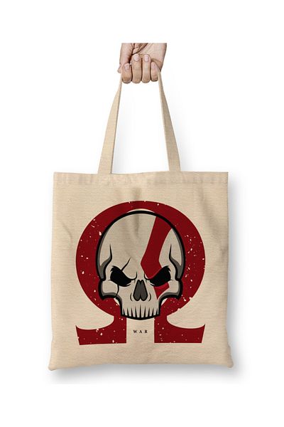 Baskı Dükkanı Kratos Skull υφασμάτινη τσάντα με μακριά λαβή