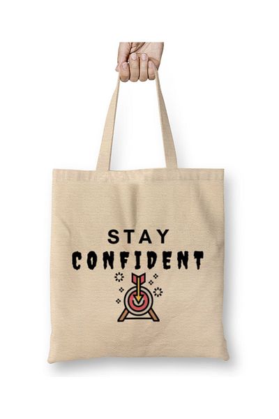 Baskı Dükkanı STAY CONFIDENT Υφασμάτινη τσάντα με μακριά λαβή