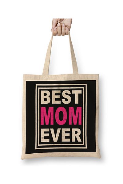 Baskı Dükkanı Best Mom Ever Gifts για τη γιορτή της μητέρας 02 υφασμάτινη τσάντα με μακριά λαβή