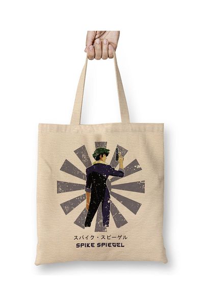Baskı Dükkanı Spike Spiegel Ρετρό Ιαπωνική καουμπόη Bebop υφασμάτινη τσάντα με μακριά λαβή