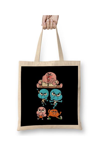 Baskı Dükkanı Υφασμάτινη τσάντα Gumball Watterson Family με μακριά λαβή