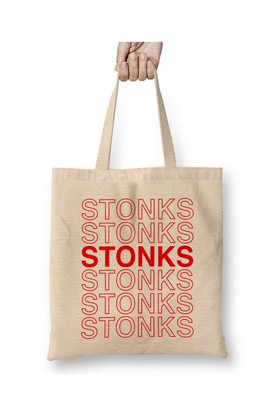 Baskı Dükkanı Stonks Funny Meme Investing Stock 01 Geantă din pânză cu mâner lung