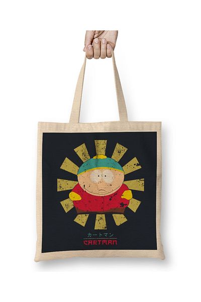 Baskı Dükkanı South Park Cartman Ρετρό ιαπωνική υφασμάτινη τσάντα με μακριά λαβή