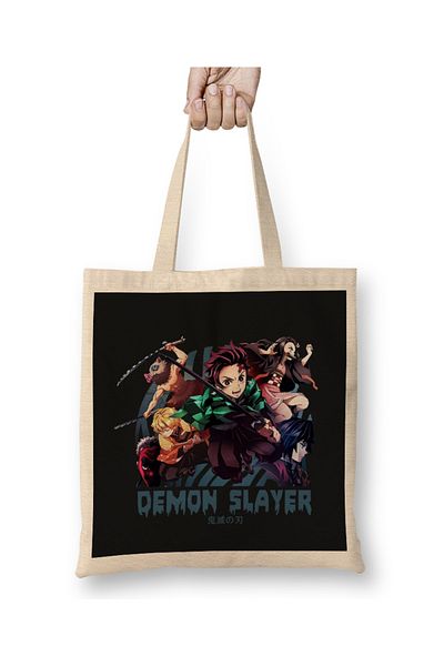 Baskı Dükkanı Demon Slayer Kimetsu No Yaiba Anime υφασμάτινη τσάντα με μακριά λαβή