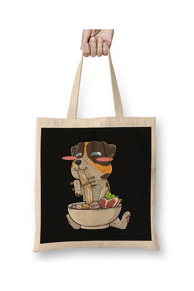 Baskı Dükkanı Υφασμάτινη τσάντα Catahoula Ramen Kawaii με μακριά λαβή