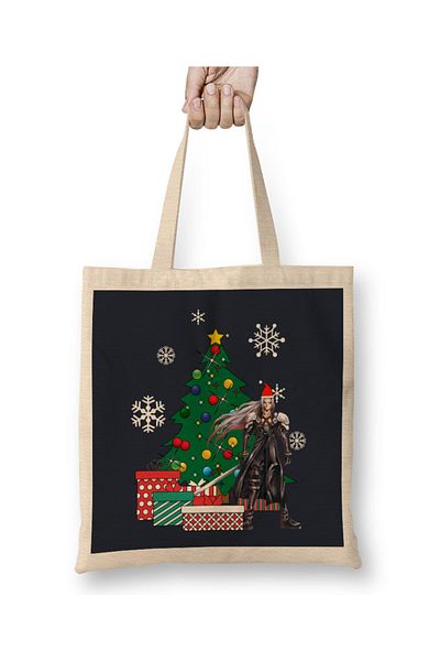 Baskı Dükkanı Sephiroth Around The Christmas Tree Geantă din pânză Final Fantasy cu mâner lung