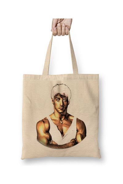 Baskı Dükkanı Υφασμάτινη τσάντα Sylvester Stallone με μακριά λαβή