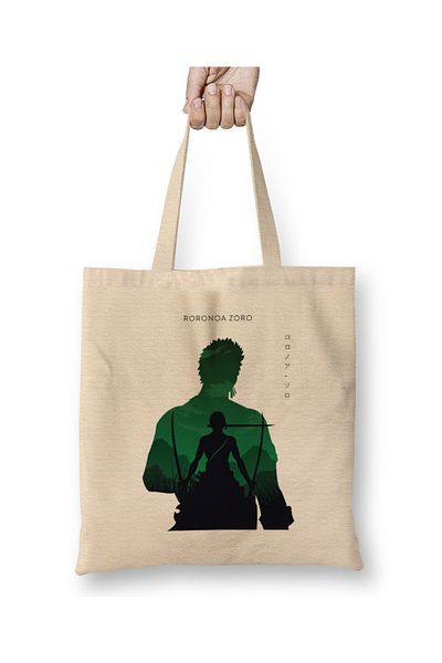 Baskı Dükkanı Roronoa Zoro One Piece Silhouette υφασμάτινη τσάντα με μακριά λαβή