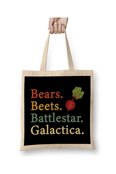 Baskı Dükkanı Bears Beets Battlestar Galactica The Office jim Halpert Geantă din pânză cu mâner lung