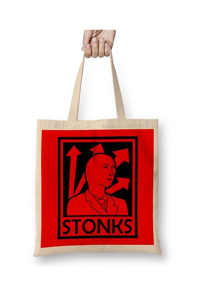 Baskı Dükkanı Stonks 01 υφασμάτινη τσάντα με μακριά λαβή