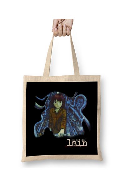 Baskı Dükkanı Serial Experiments Lain Lain The Wired υφασμάτινη τσάντα με μακριά λαβή