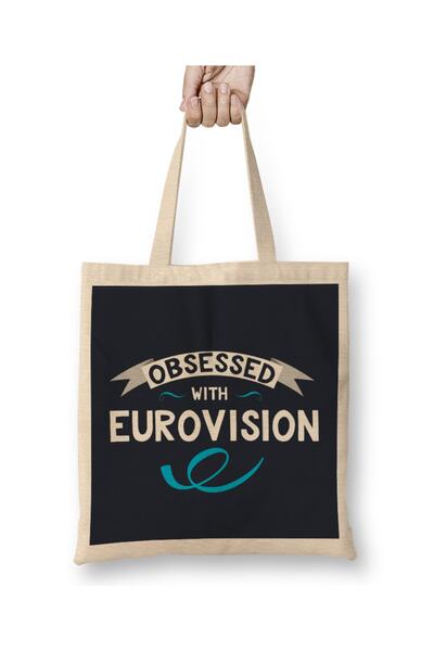 Baskı Dükkanı Obsessed With Eurovision Geantă din pânză cu mâner lung
