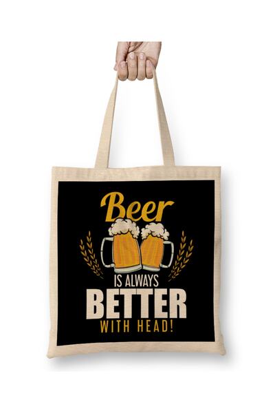 Baskı Dükkanı Smešno pivo je uvek bolje sa glavom, pivo, igra reči, tkanina T...