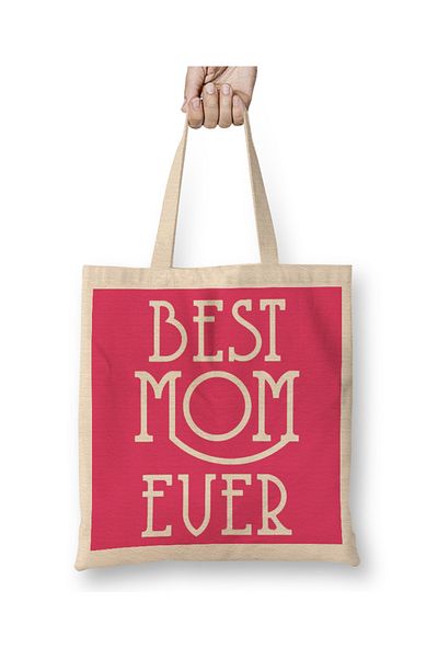 Baskı Dükkanı Best Mom Ever Mother's Day 02 υφασμάτινη τσάντα με μακριά λαβή