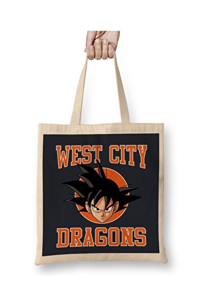 Baskı Dükkanı Dragon Ball Z West City Dragons Cloth Torba Long Sa ručkom