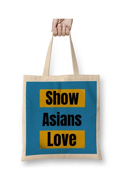 Baskı Dükkanı Εμφάνιση Ασιατών Love Stop Asian Hate υφασμάτινη τσάντα με μακριά λαβή