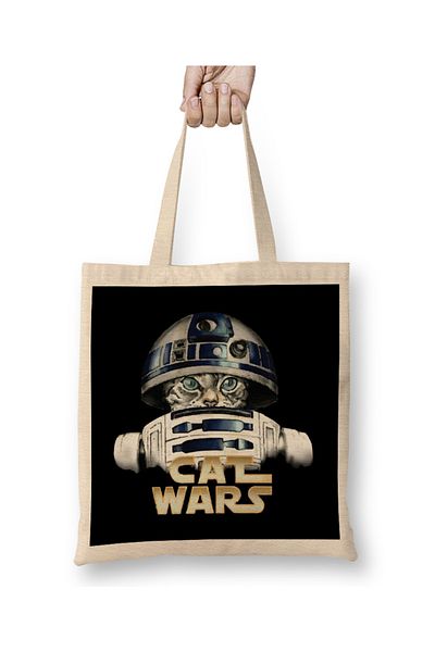 Baskı Dükkanı Geantă din pânză Star Cat Wars 010 cu mâner lung