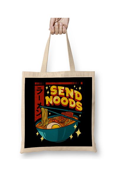 Baskı Dükkanı Αστεία Αποστολή Noods Pun Anime Gamer Ramen Kawaii υφασμάτινη τσάντα με μακριά λαβή