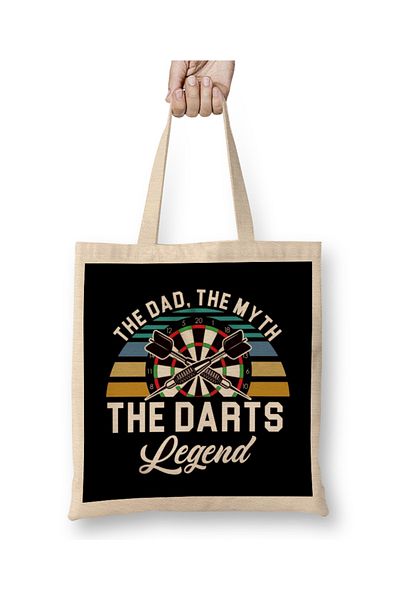 Baskı Dükkanı Tată Mitul Dart Legendă Tată Jucător de dart Placă de dart Bullseye Geantă din pânză Mâner lung