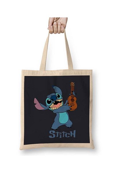 Baskı Dükkanı Geantă din pânză Stitch And Lilo Cute 01 cu mâner lung