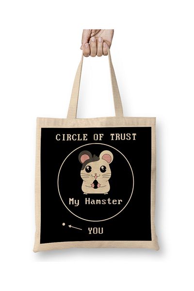 Baskı Dükkanı Adorabil Circle Of Trust My Hamster You Cute Pun Geantă din pânză cu mâner lung