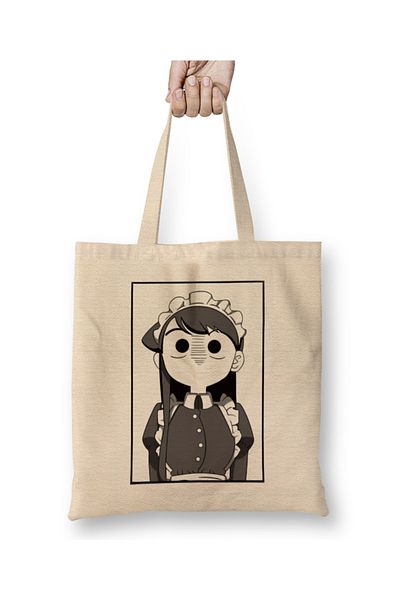Baskı Dükkanı Geantă din pânză Komi San Cute Manga cu mâner lung