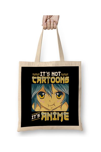 Baskı Dükkanı Funny It's Not Cartoons It's Anime υφασμάτινη τσάντα με μακριά λαβή