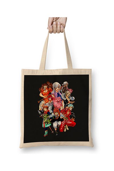 Baskı Dükkanı Seven Deadly Sins Nanatsu No Taizai 01 υφασμάτινη τσάντα μακριά λαβή