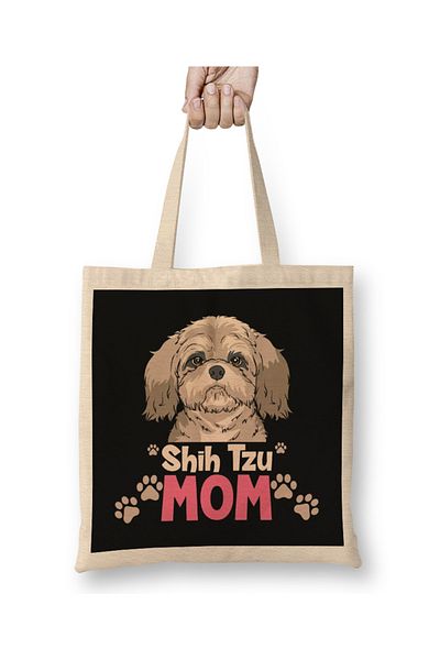Baskı Dükkanı Shih Tzu Mom 02 υφασμάτινη τσάντα με μακριά λαβή