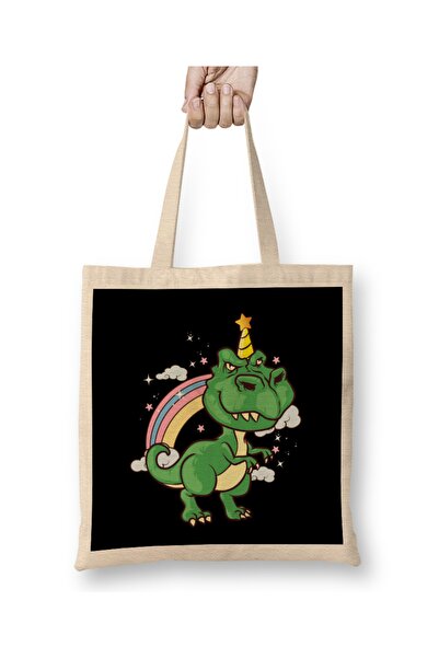 Baskı Dükkanı Smešni dinosaur jednorog unisaur mitska životinjska tkanina Tor...