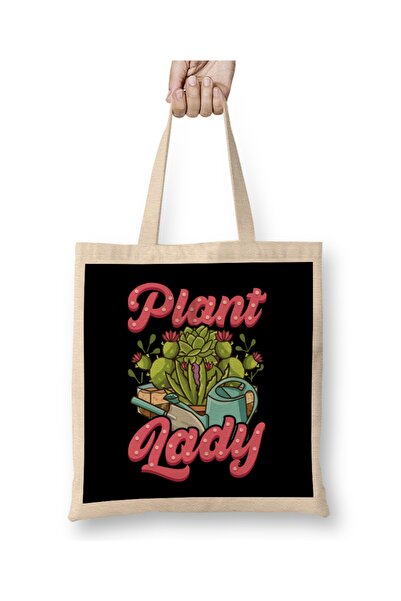 Baskı Dükkanı Funny Crazy Plant Lady Planting & Gardening Pun Cloth Bag Long ...