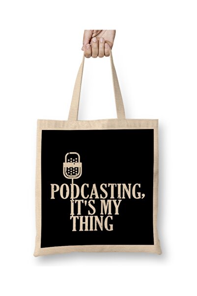 Baskı Dükkanı Podcasting, to je moja stvar, smešna majica za podkastera Torba...