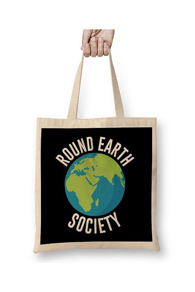Baskı Dükkanı Round Earth Society Flat Earth υφασμάτινη τσάντα με μακριά λαβή