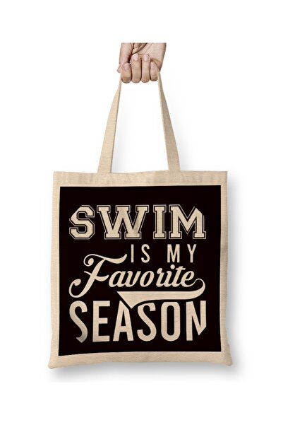 Baskı Dükkanı Favorite Swim Season Summer Vacation Swimmer Swimming Pool Tote Bag Long Handle