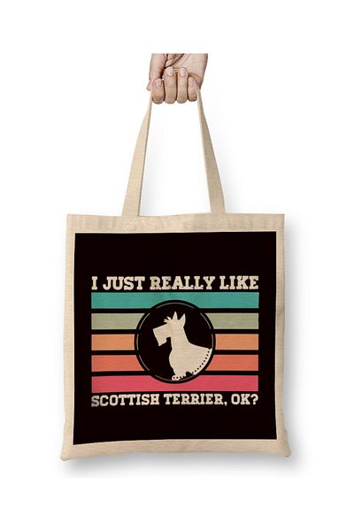Baskı Dükkanı Απλώς πραγματικά σαν σκωτσέζικο τεριέ Scottie Owner Animal Lover υφασμάτινη τσάντα με μακριά λαβή