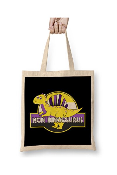 Baskı Dükkanı Geantă din pânză de dinozaur - Non Binosaurus Pride cu mâner lung