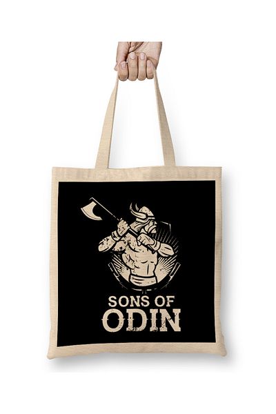 Baskı Dükkanı Φοβερή υφασμάτινη τσάντα Sons of Odin Norse Vikings με μακριά λαβή