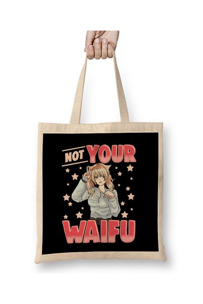 Baskı Dükkanı Not Your Waifu Anime Girl japoneză Kawaii Senpai Geantă din pânză cu mâner lung