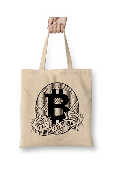 Baskı Dükkanı Bitcoin novac je moć BTC kriptovaluta trgovačka majica Torba du...