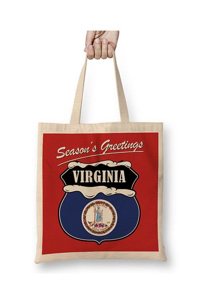 Baskı Dükkanı Seasons Greetings Virginia Χριστουγεννιάτικη υφασμάτινη τσάντα με μακριά λαβή
