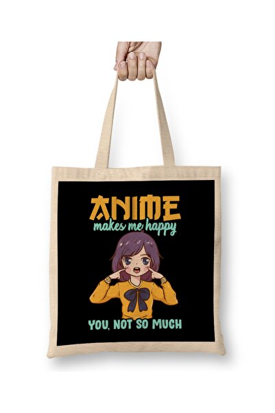 Baskı Dükkanı Anime me čini srećnim, ti ne toliko. Tkanina Torba duga Sa ručkom